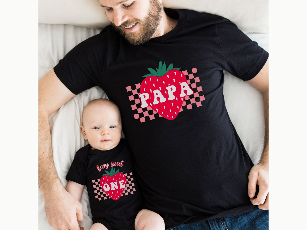 Chequered Strawberry Tee - Berry Sweet One