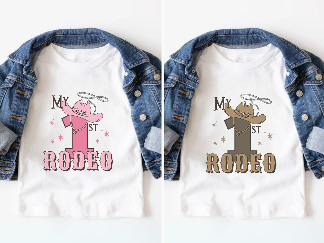 Pink & Brown My First Rodeo Birthday Shirts