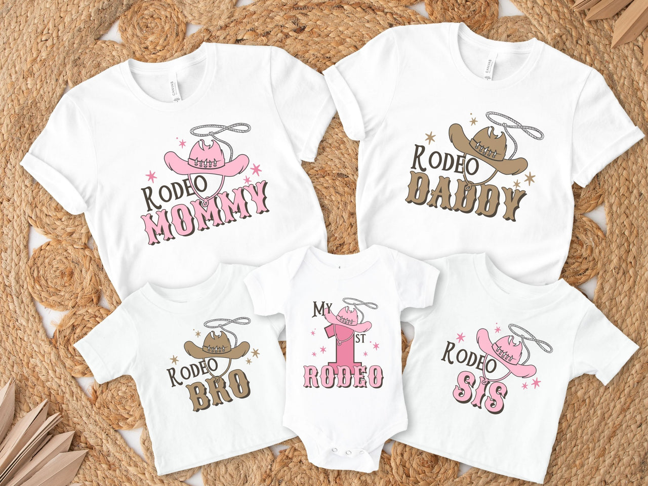 Pink & Brown My First Rodeo Birthday Shirts