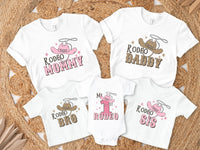 Pink & Brown My First Rodeo Birthday Shirts