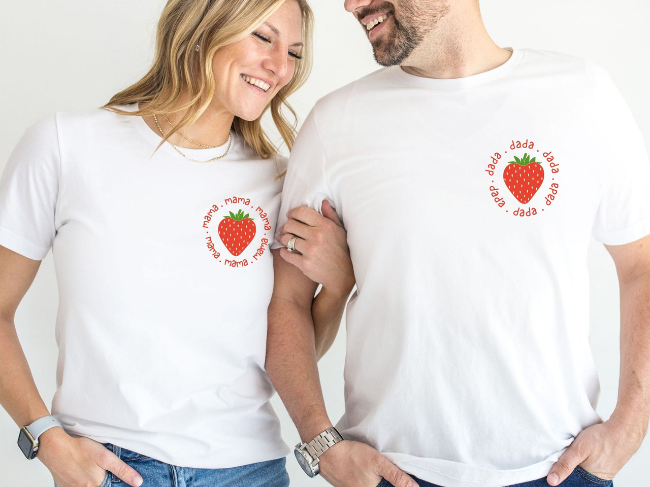 Mama Dada Stawberry Pocket Design Shirt