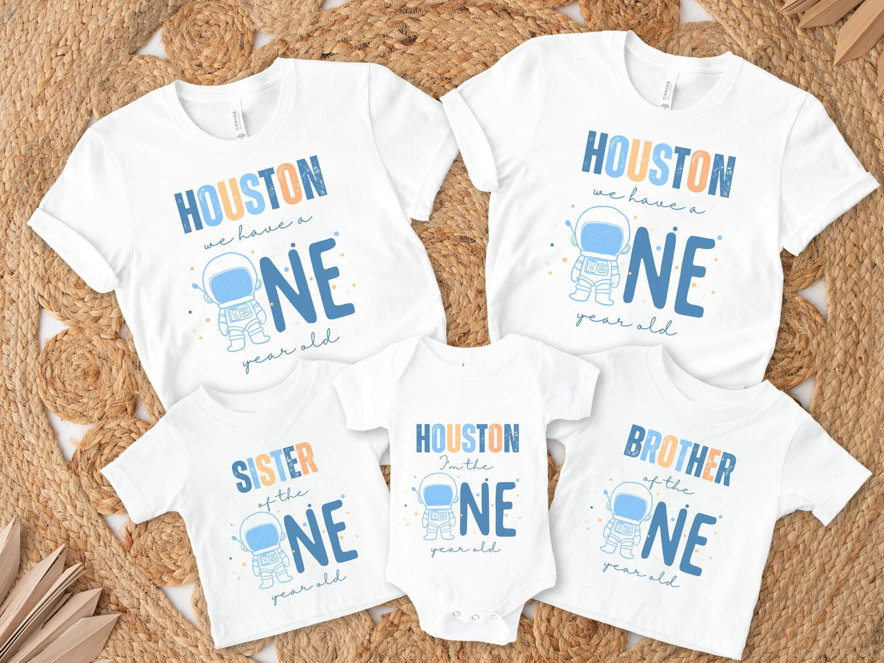 Retro Houston We Have a One Year Old - Space Theme Tshirt