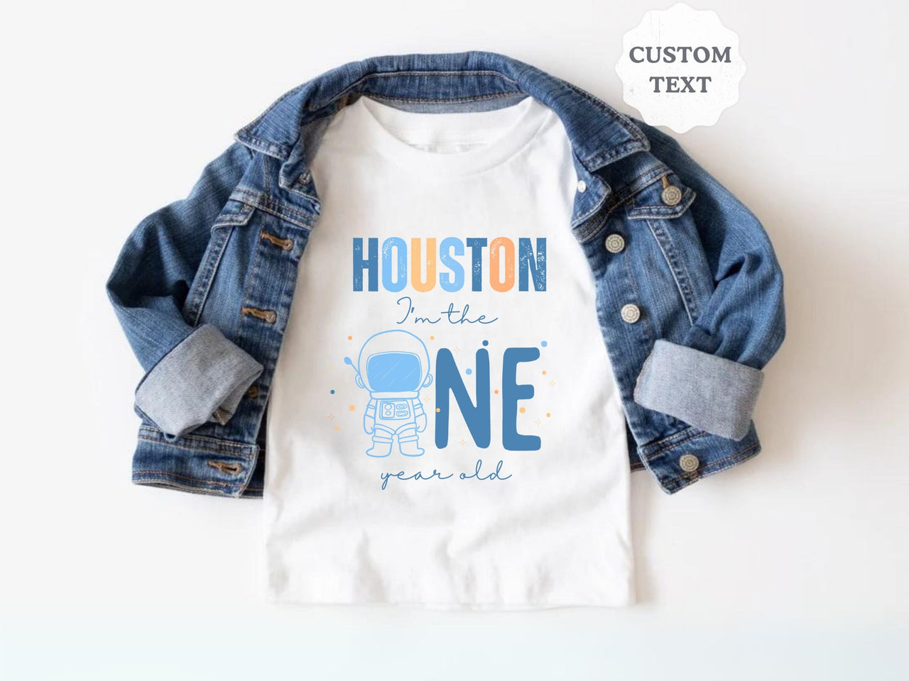 Retro Houston We Have a One Year Old - Space Theme Tshirt