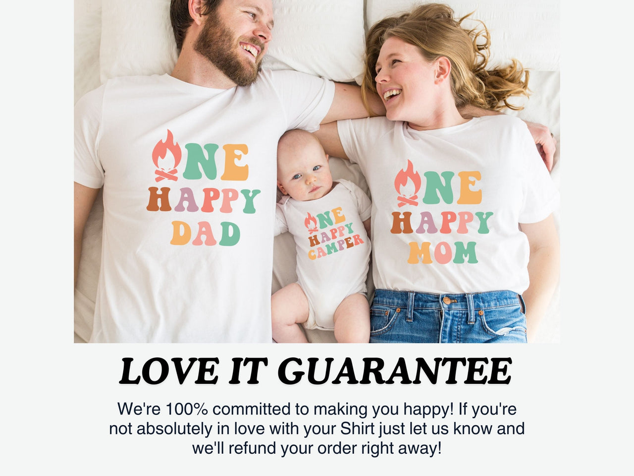 Colorful Campfire Happy Camper Shirts - 1st Birthday