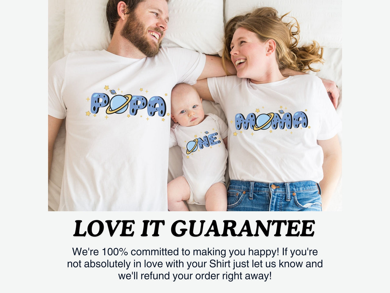 Planet Theme First Birthday Shirts with Moon Letters
