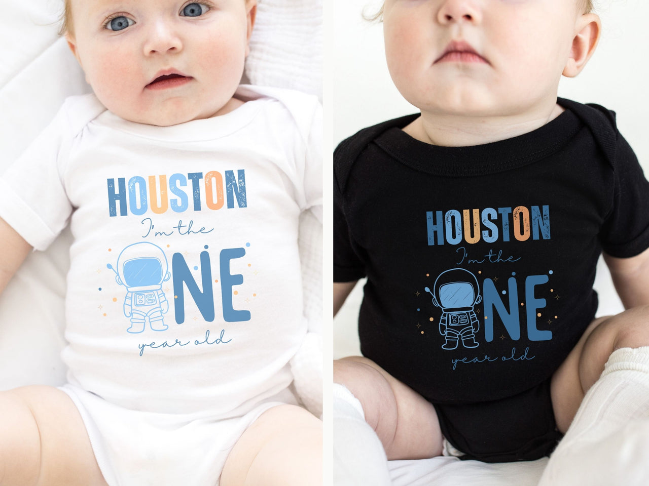 Retro Houston We Have a One Year Old - Space Theme Tshirt