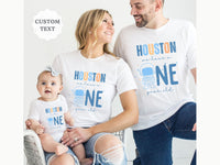 Retro Houston We Have a One Year Old - Space Theme Tshirt