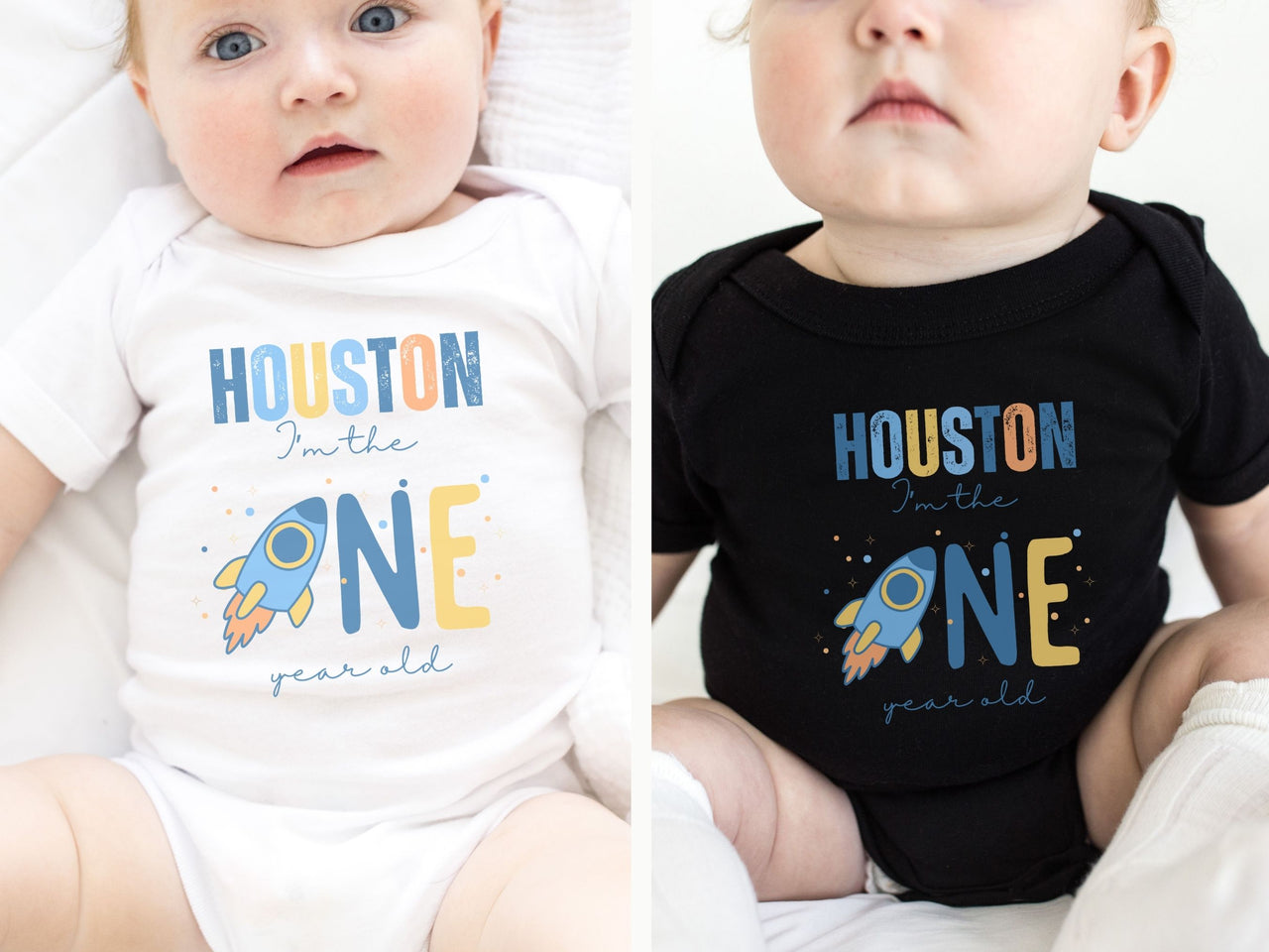 Colorful Houston 1st Birthday Family Matching Shirt