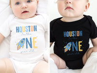 Colorful Houston 1st Birthday Family Matching Shirt