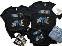 Colorful Houston 1st Birthday Family Matching Shirt