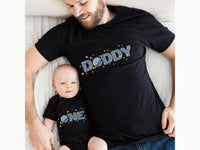 Planet Theme First Birthday Shirts with Moon Letters