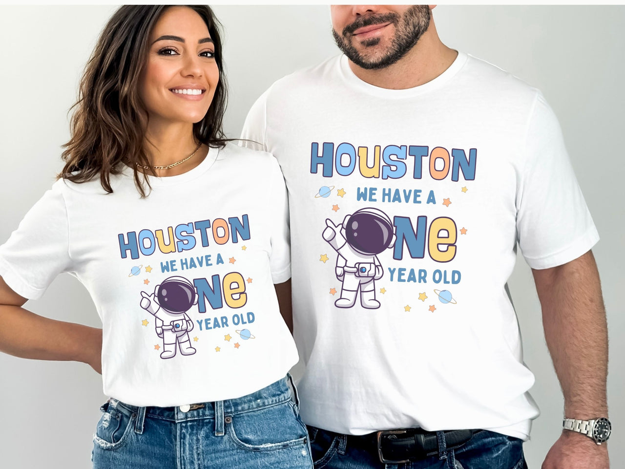 Houston We Have a One Year Old Family Matching Birthday Shirt