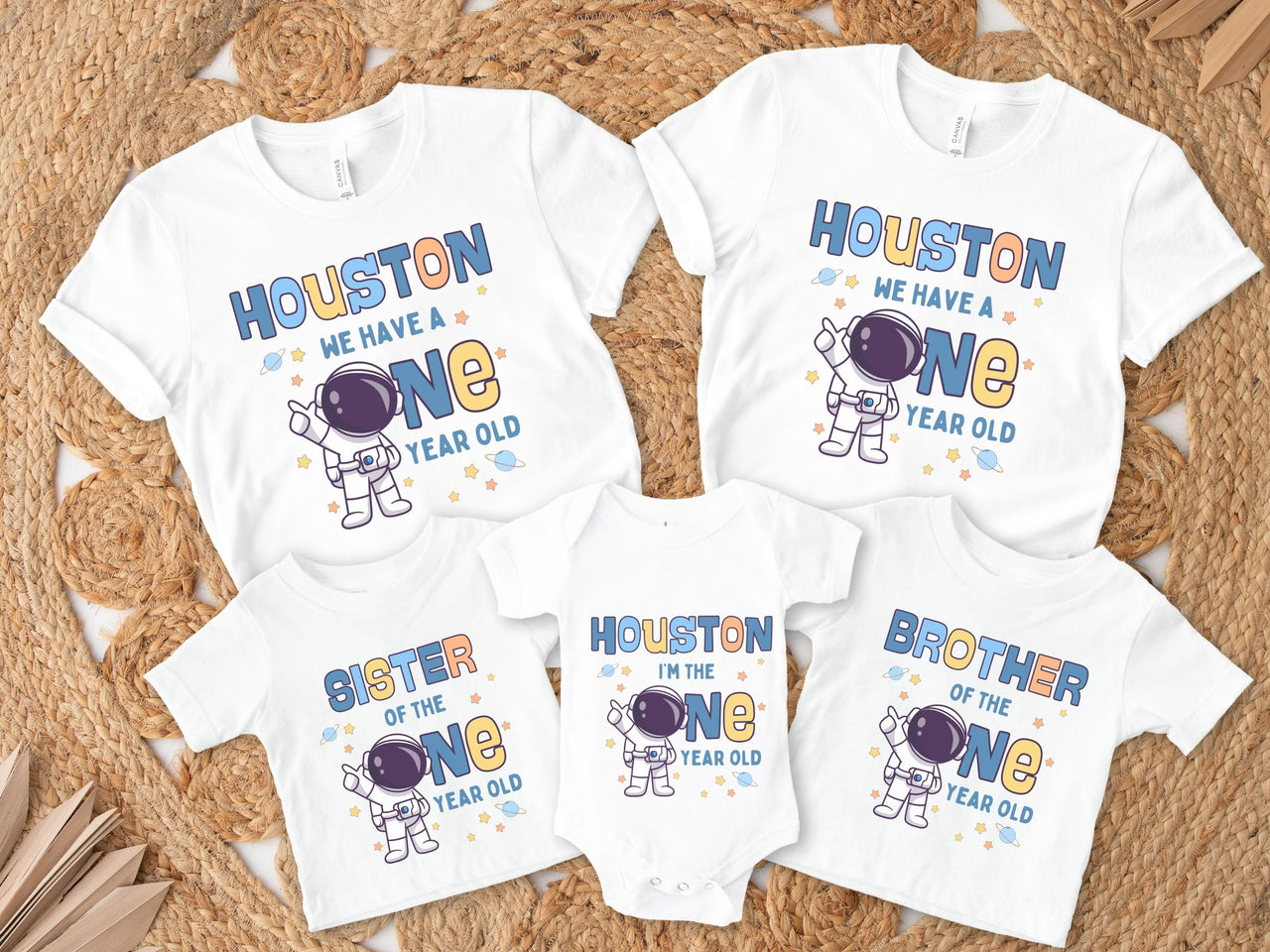 Houston We Have a One Year Old Family Matching Birthday Shirt