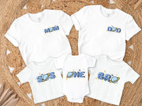 Planets & Moon Pocket Design - Space Theme Mama Dada Matching Tees