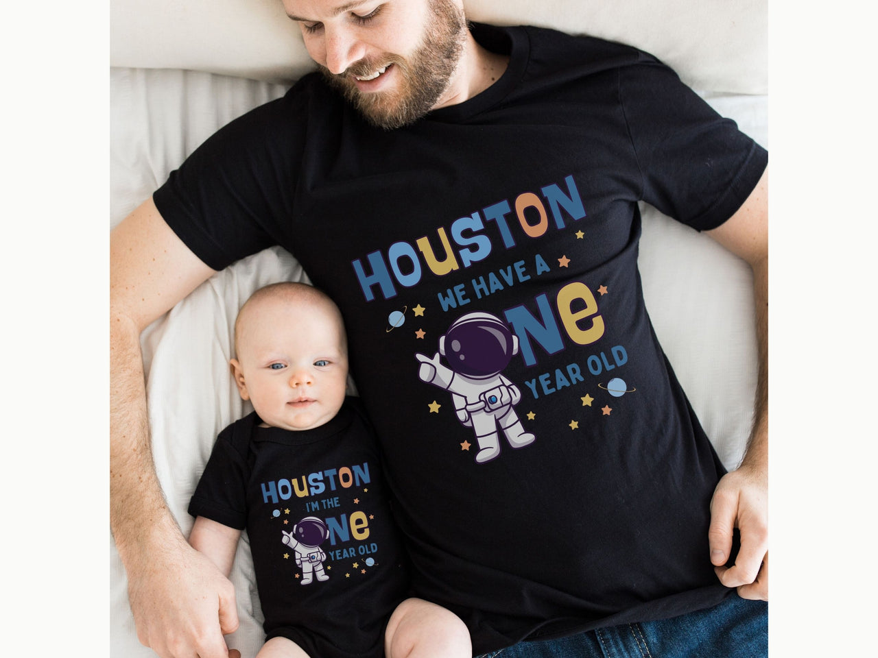 Houston We Have a One Year Old Family Matching Birthday Shirt