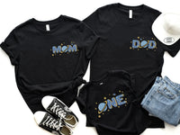 Planets & Moon Pocket Design - Space Theme Mama Dada Matching Tees