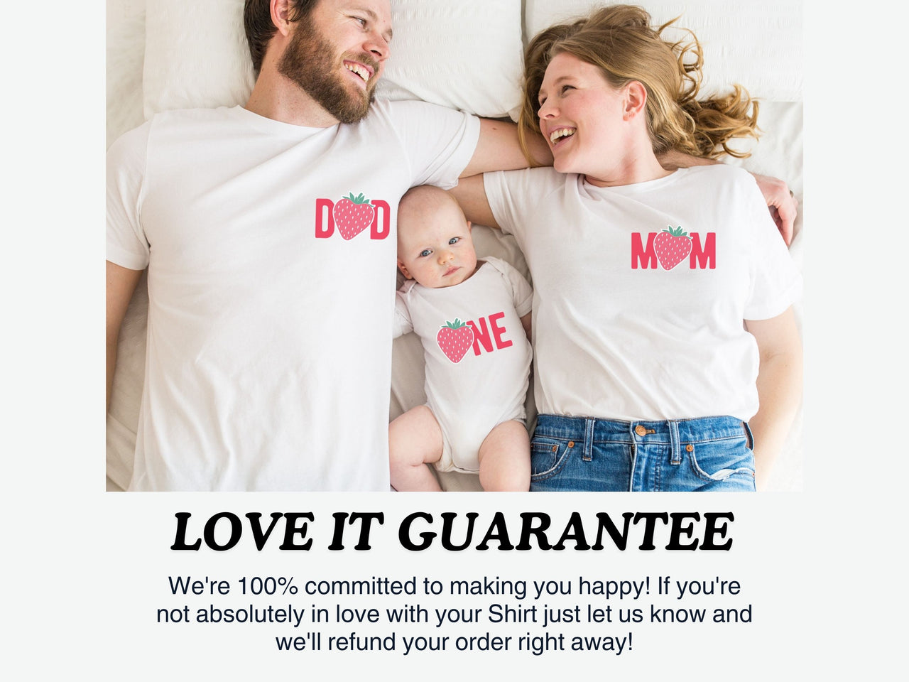 Strawberry Theme First Birthday Matching Family Shirts