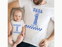 Personalized 1st Year Down Shirt – Blue Varsity Game Day Design