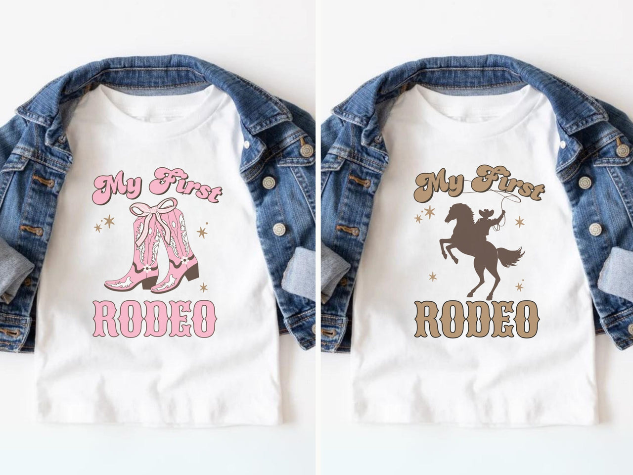 Pink & Brown Rodeo Theme First Birthday Tees