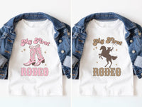 Pink & Brown Rodeo Theme First Birthday Tees