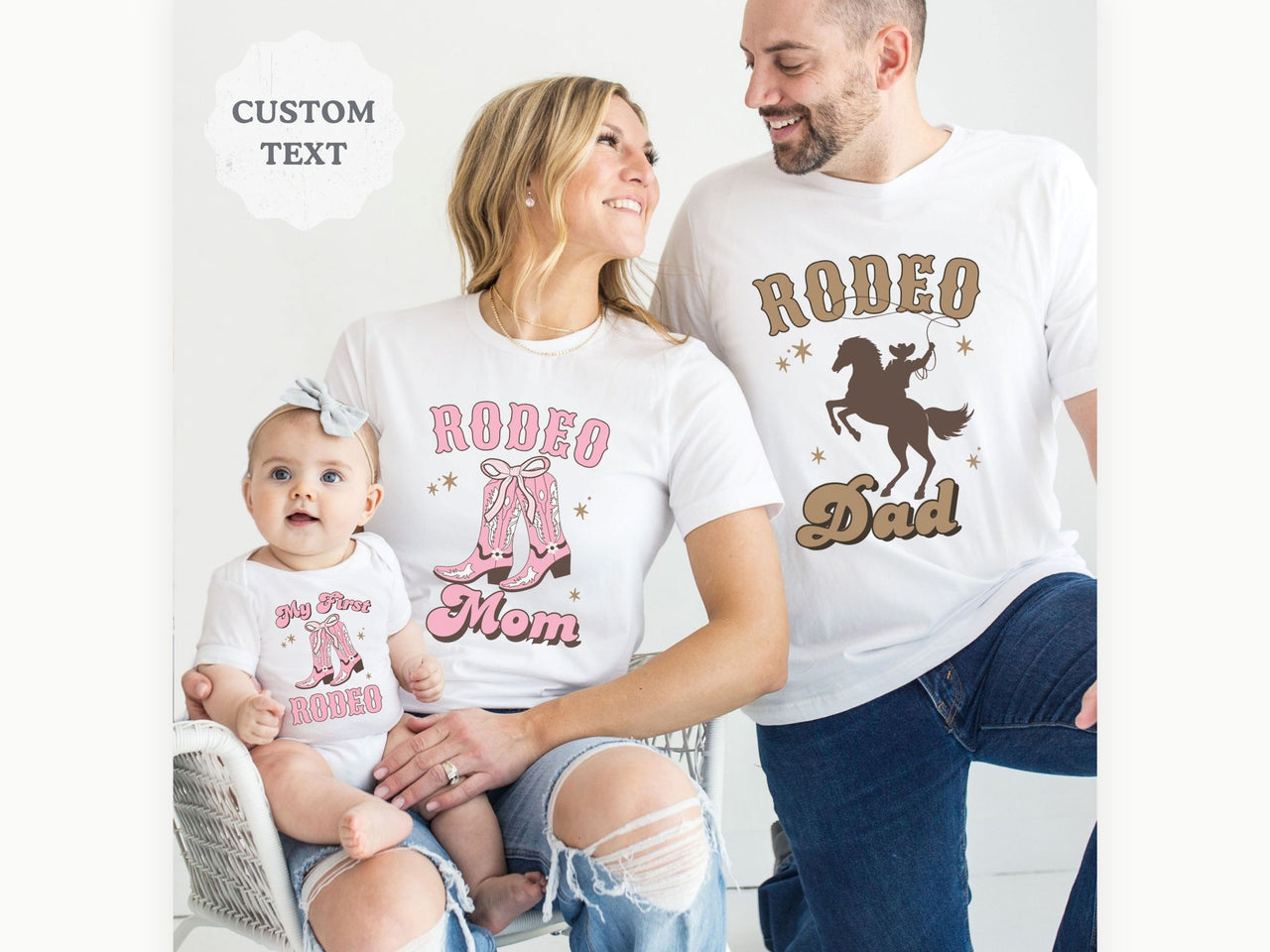 Pink & Brown Rodeo Theme First Birthday Tees