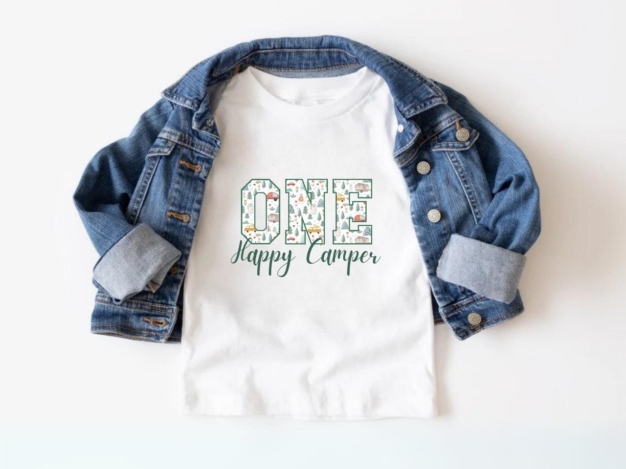 One Happy Camper - Textured Font Birthday Tees