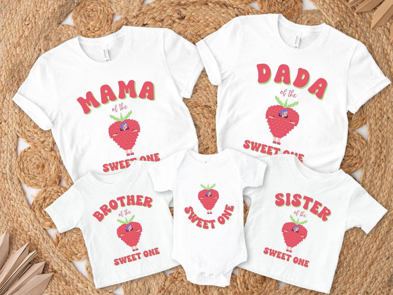 Cute Retro Strawberry First Birthday Shirts