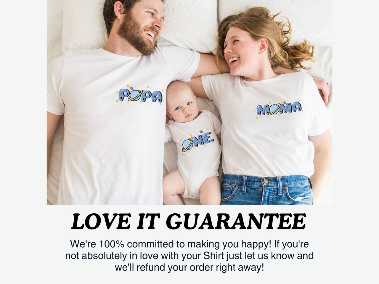 Planets & Moon Pocket Design - Space Theme Mama Dada Matching Tees