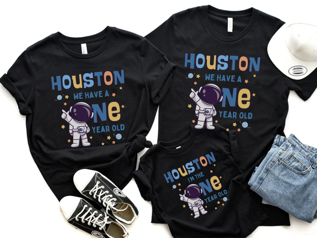 Houston We Have a One Year Old Family Matching Birthday Shirt
