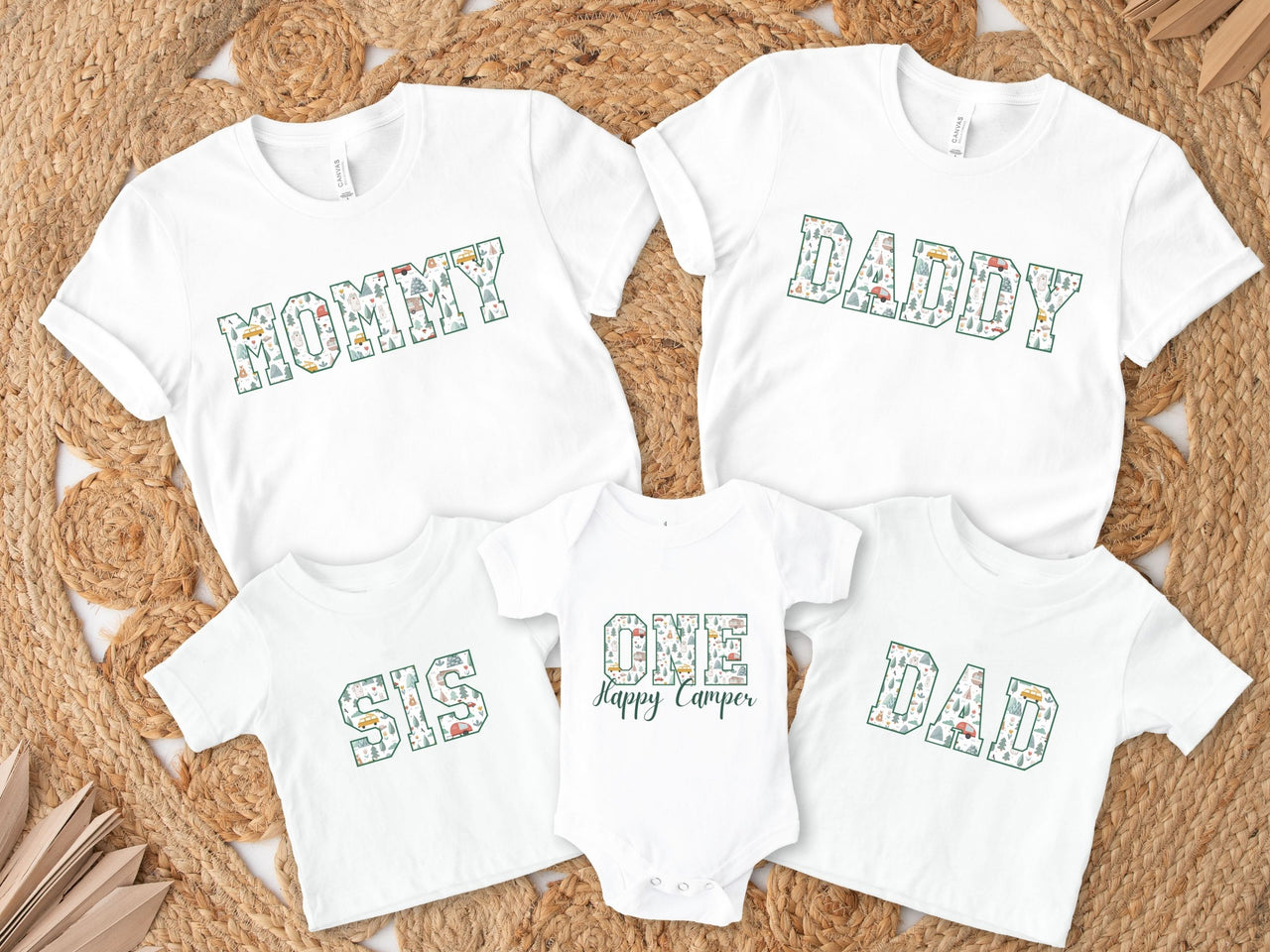 One Happy Camper - Textured Font Birthday Tees