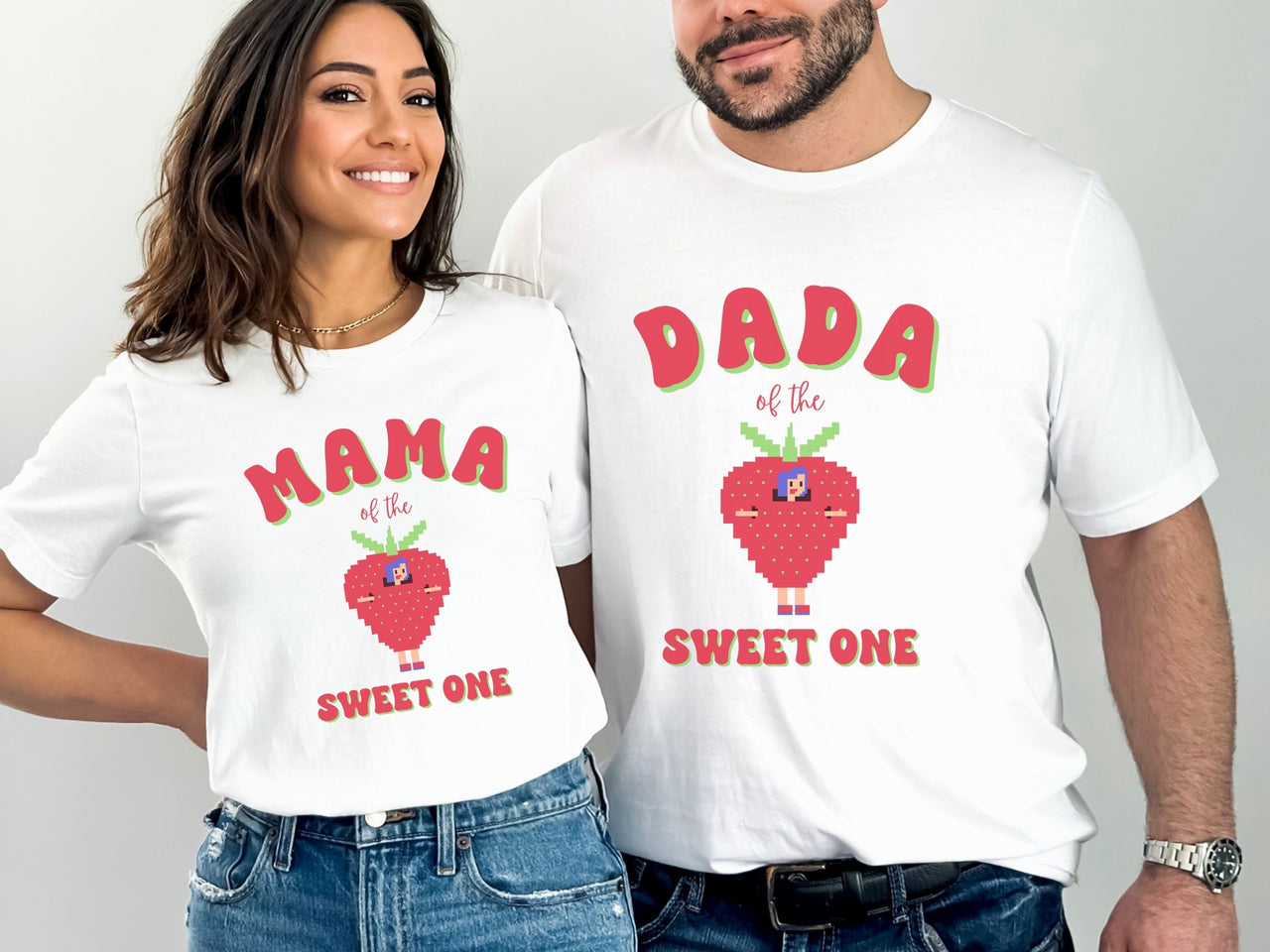Cute Retro Strawberry First Birthday Shirts