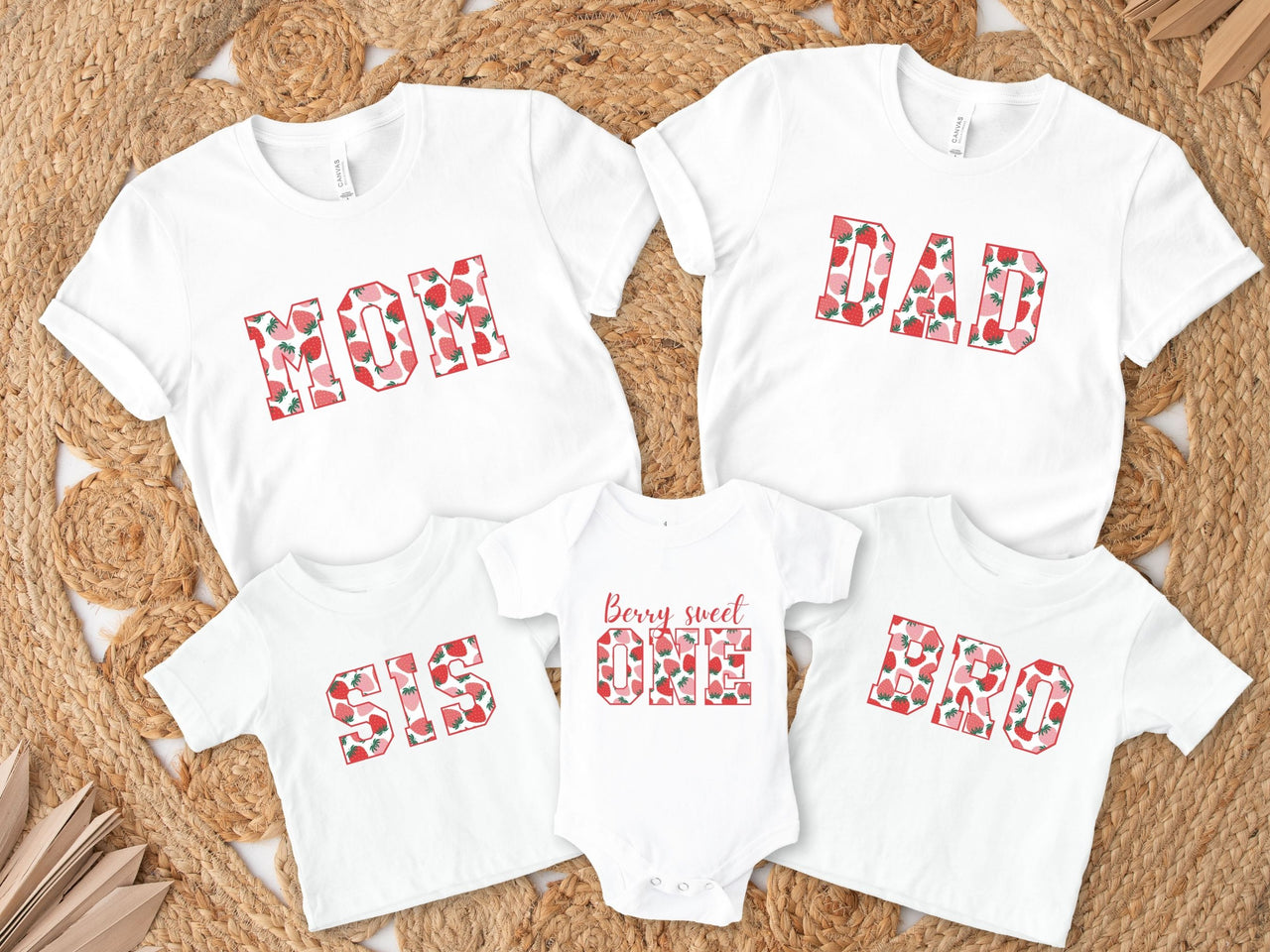 Berry First Birthday - Strawberry Theme Family Tees