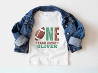 Personalized One Year Down - Football First Birthday Shirt