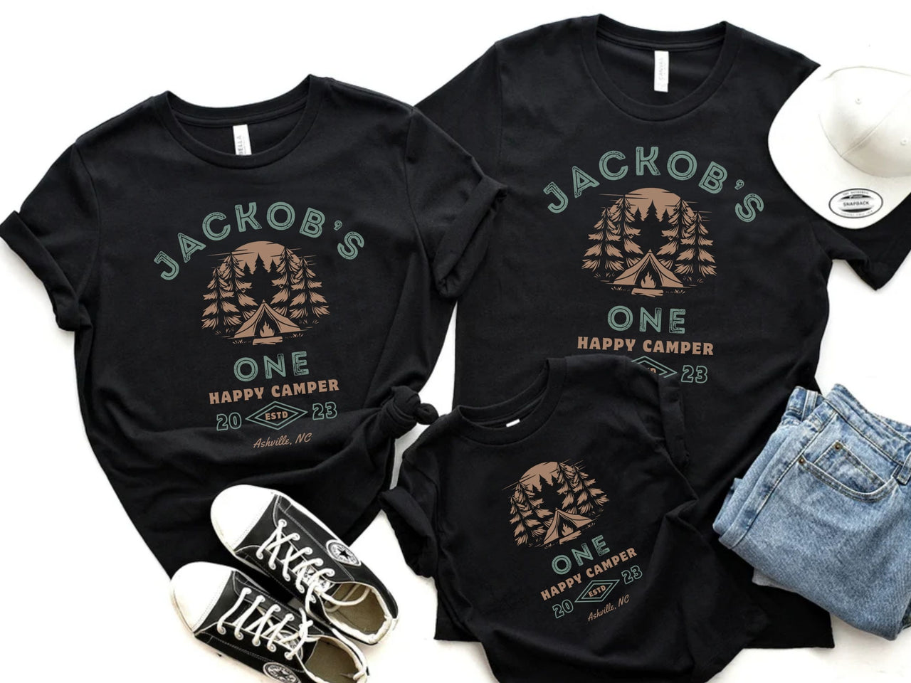 Personalized Camp Fire Tee - Camping Theme 1st Birthday