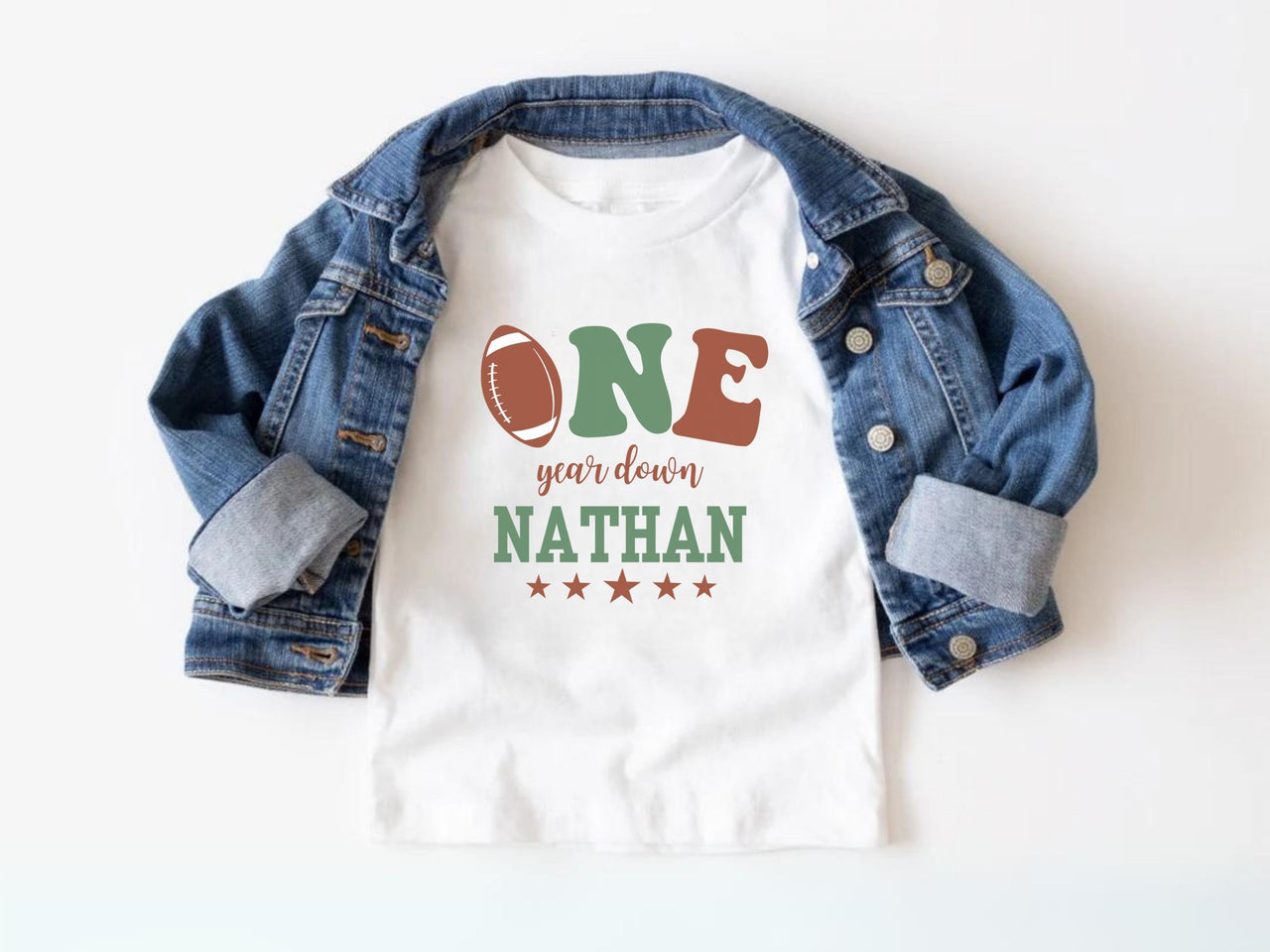 Personalized One Year Down Football Birthday Shirt