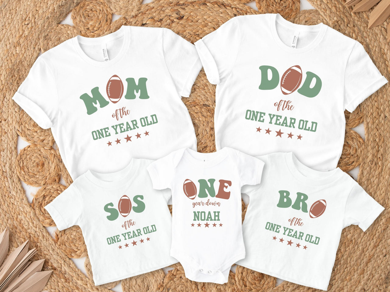 Personalized One Year Down Football Birthday Shirt