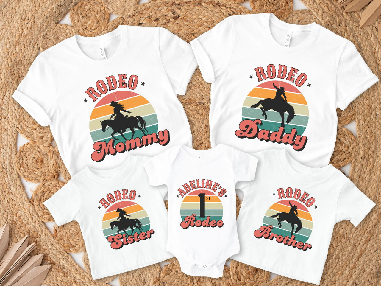 Personalized Retro Rodeo Theme Family Matching Birthday Tees