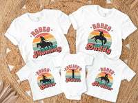 Personalized Retro Rodeo Theme Family Matching Birthday Tees