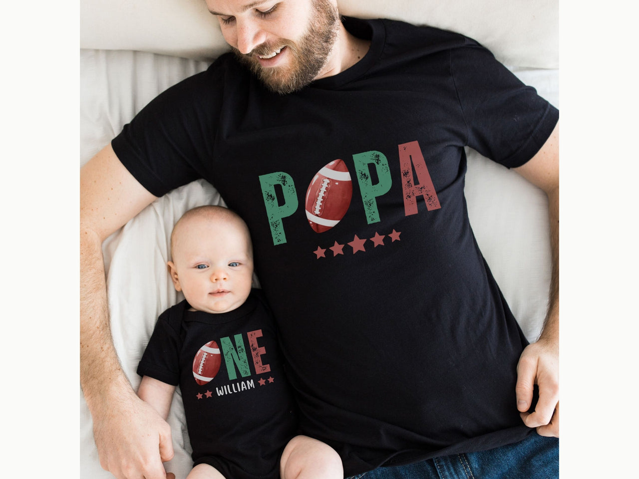 Personalized First Year Down - Football Theme Birthday Tee