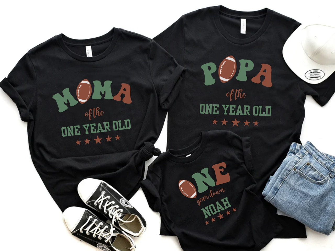 Personalized One Year Down Football Birthday Shirt
