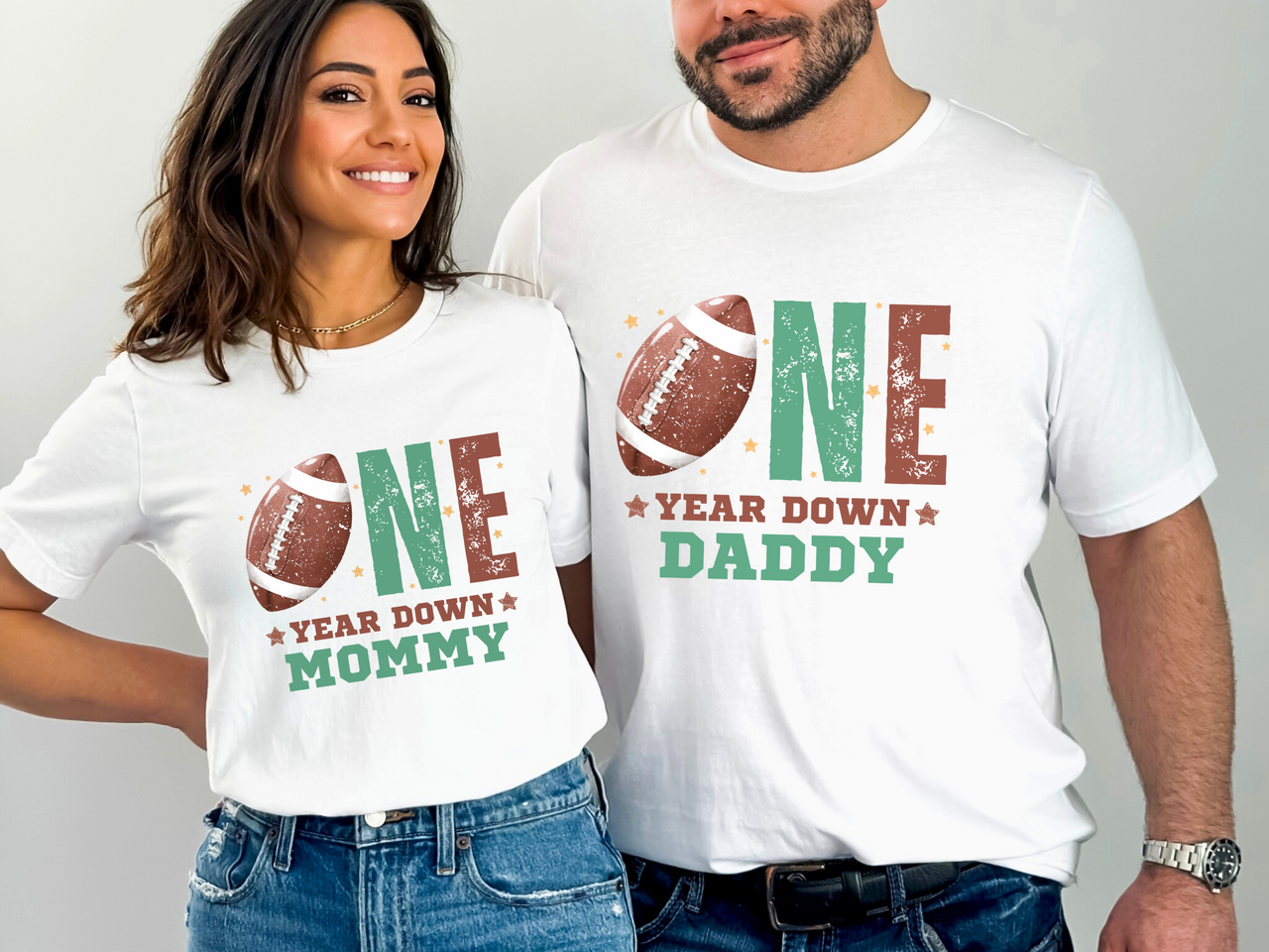 Personalized One Year Down - Football First Birthday Shirt