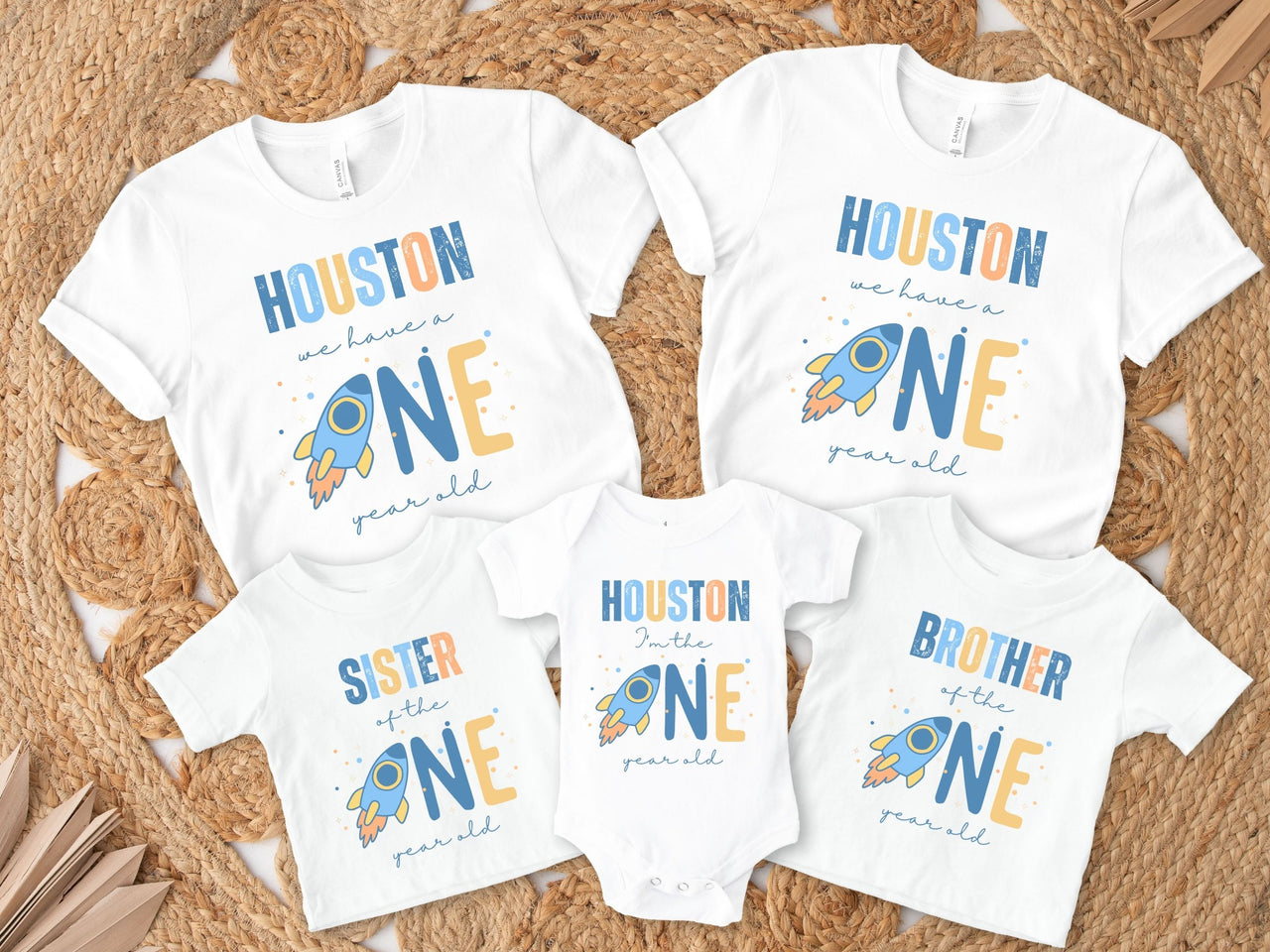 Colorful Houston 1st Birthday Family Matching Shirt