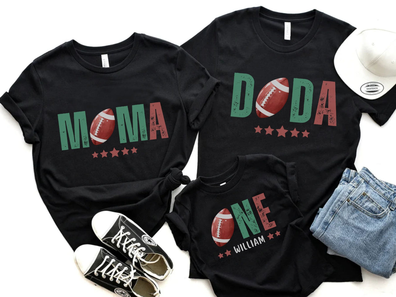 Personalized First Year Down - Football Theme Birthday Tee