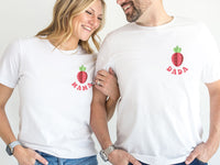 Pixelated Strawberry Pocket Design Birthday Shirt