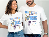 Hanging Astronaut - Space Theme 1st Birthday Tees