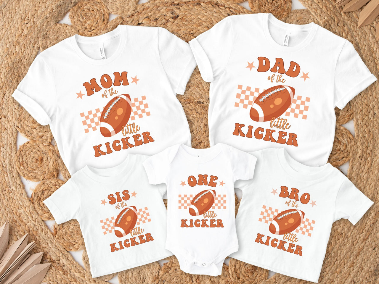 One Little Kicker Football Theme Family Matching Shirts