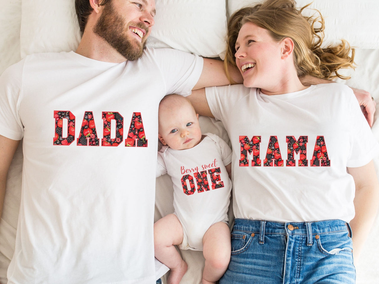 Family Matching Mixed Berry First Birthday Tshirts