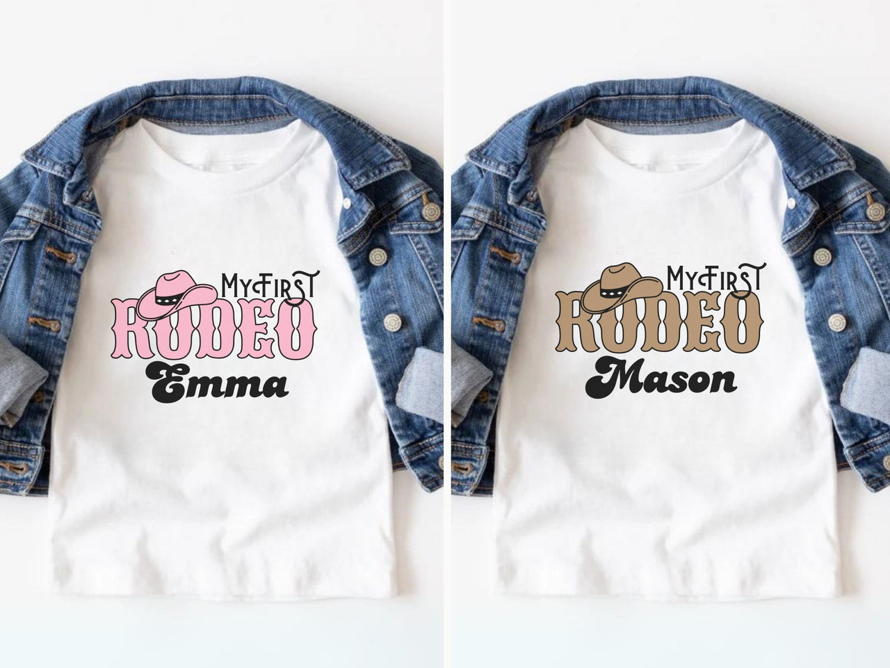 Personalized Pink & Brown Pocket Design Tee - Rodeo 1st Birthday