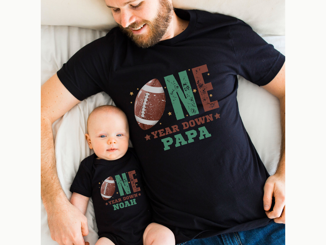 Personalized One Year Down - Football First Birthday Shirt