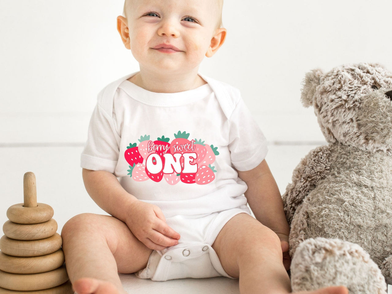Berry First Birthday - Bunched Up Stawberries Tee